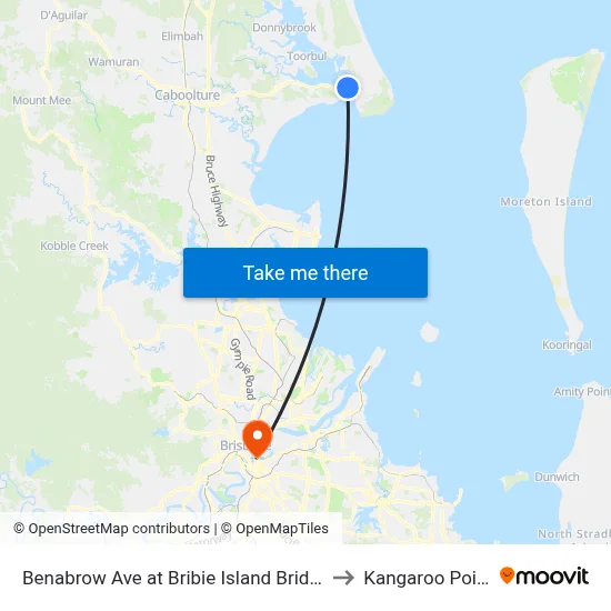 Benabrow Ave at Bribie Island Bridge to Kangaroo Point map
