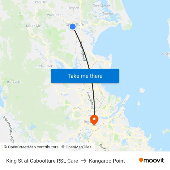 King St at Caboolture RSL Care to Kangaroo Point map