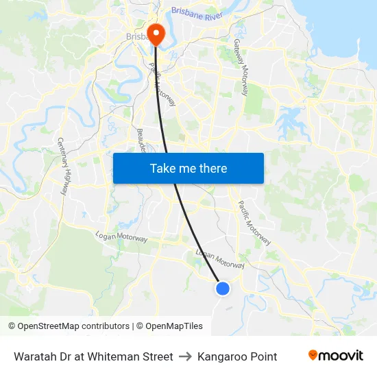 Waratah Dr at Whiteman Street to Kangaroo Point map