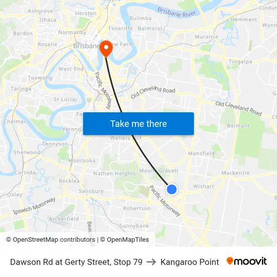 Dawson Rd at Gerty Street, Stop 79 to Kangaroo Point map