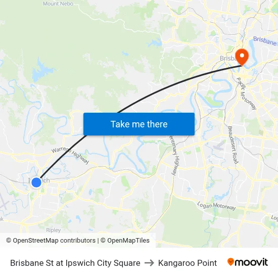 Brisbane St at Ipswich City Square to Kangaroo Point map