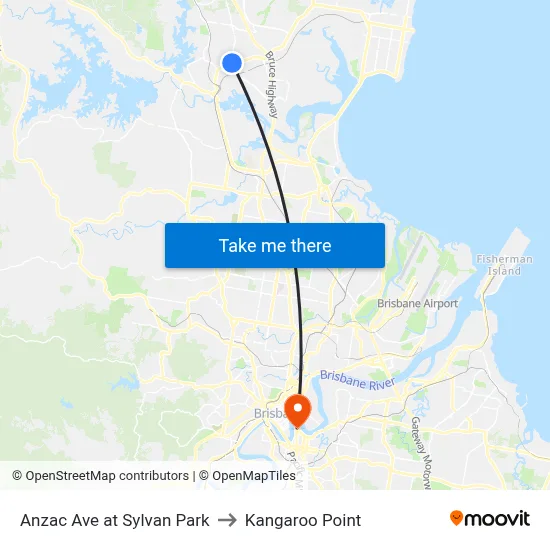 Anzac Ave at Sylvan Park to Kangaroo Point map