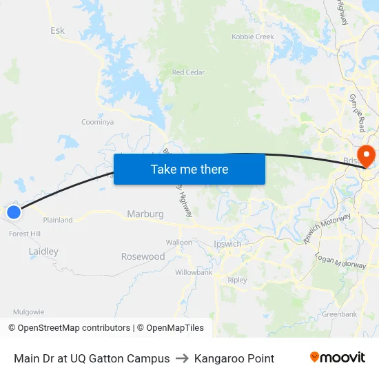 Main Dr at UQ Gatton Campus to Kangaroo Point map