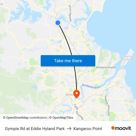 Gympie Rd at Eddie Hyland Park to Kangaroo Point map