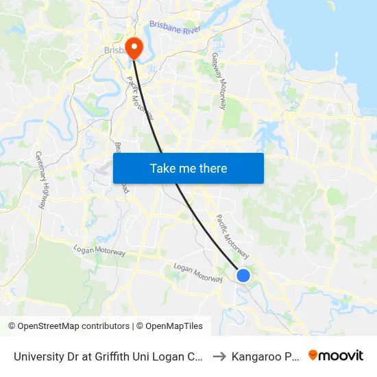 University Dr at Griffith Uni Logan Campus to Kangaroo Point map