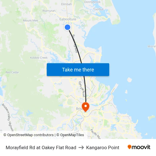 Morayfield Rd at Oakey Flat Road to Kangaroo Point map