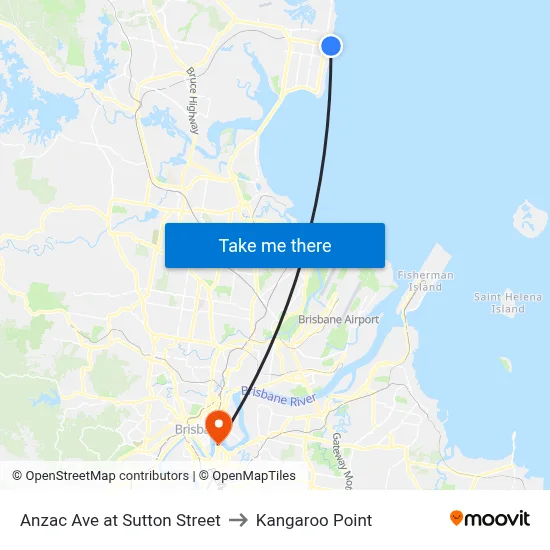 Anzac Ave at Sutton Street to Kangaroo Point map