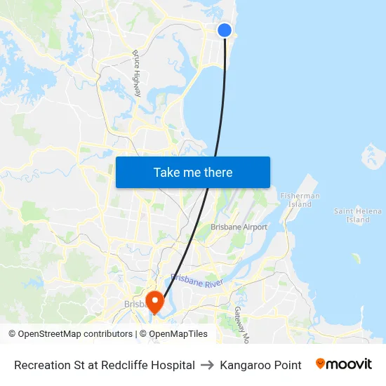 Recreation St at Redcliffe Hospital to Kangaroo Point map