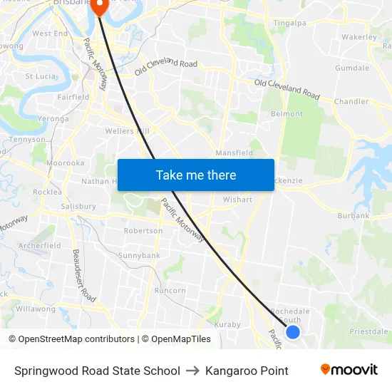 Springwood Road State School to Kangaroo Point map
