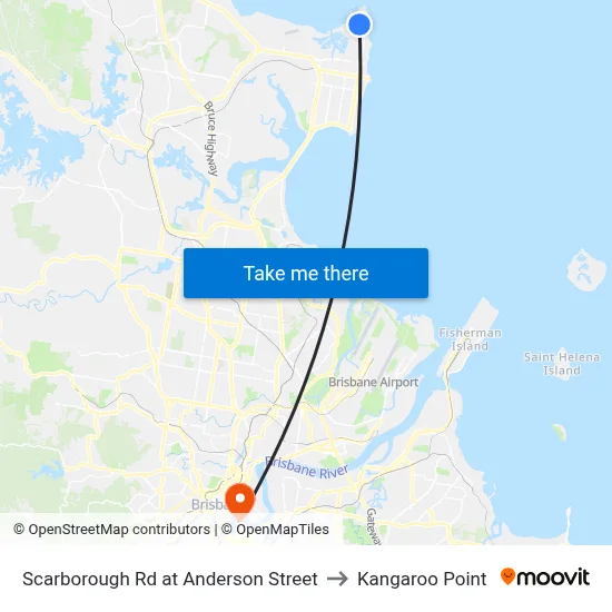 Scarborough Rd at Anderson Street to Kangaroo Point map
