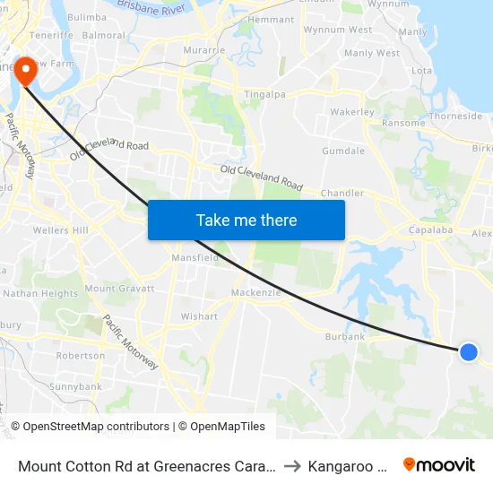 Mount Cotton Rd at Greenacres Caravan Park to Kangaroo Point map