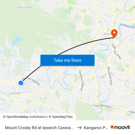 Mount Crosby Rd at Ipswich Caravan Village to Kangaroo Point map