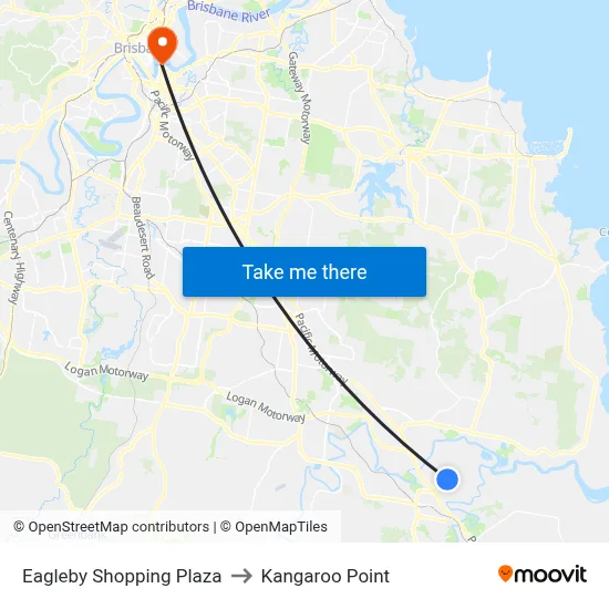 Eagleby Shopping Plaza to Kangaroo Point map