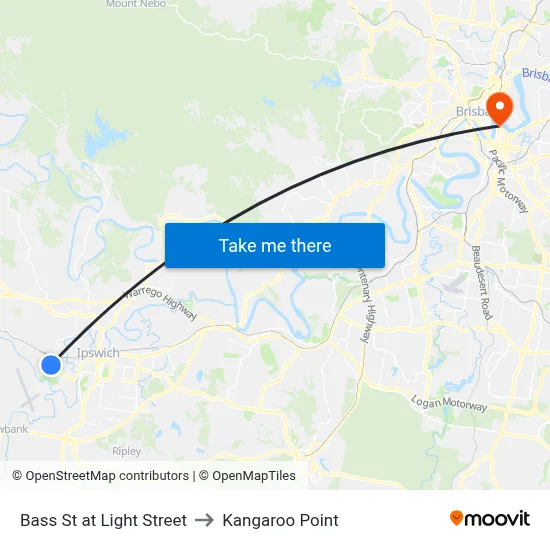 Bass St at Light Street to Kangaroo Point map