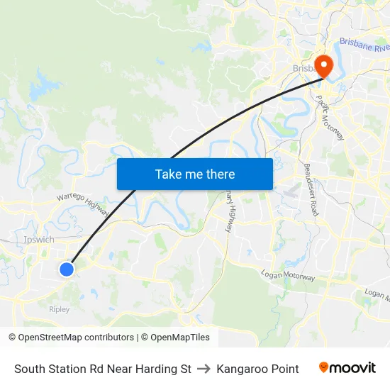 South Station Rd Near Harding St to Kangaroo Point map
