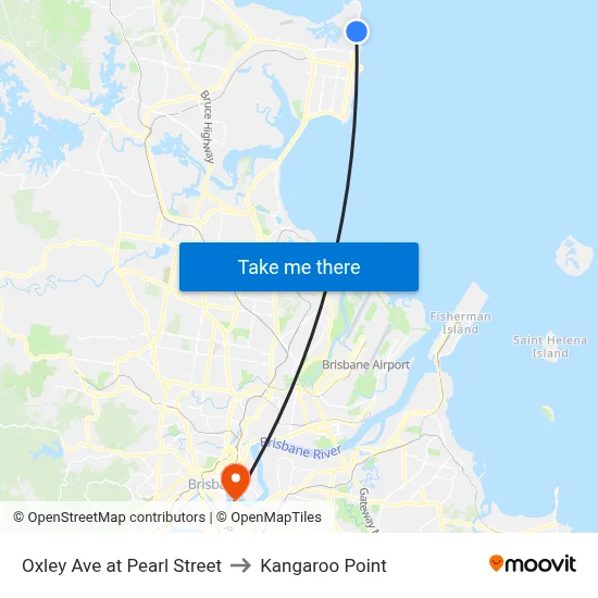 Oxley Ave at Pearl Street to Kangaroo Point map