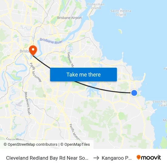 Cleveland Redland Bay Rd Near South St to Kangaroo Point map
