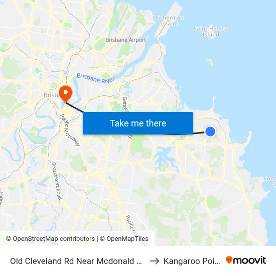 Old Cleveland Rd Near Mcdonald Rd to Kangaroo Point map
