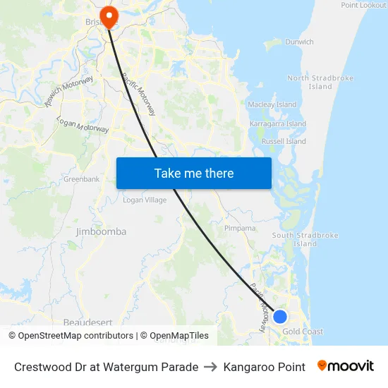 Crestwood Dr at Watergum Parade to Kangaroo Point map
