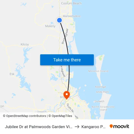 Jubilee Dr at Palmwoods Garden Village to Kangaroo Point map