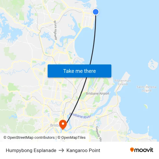 Humpybong Esplanade to Kangaroo Point map