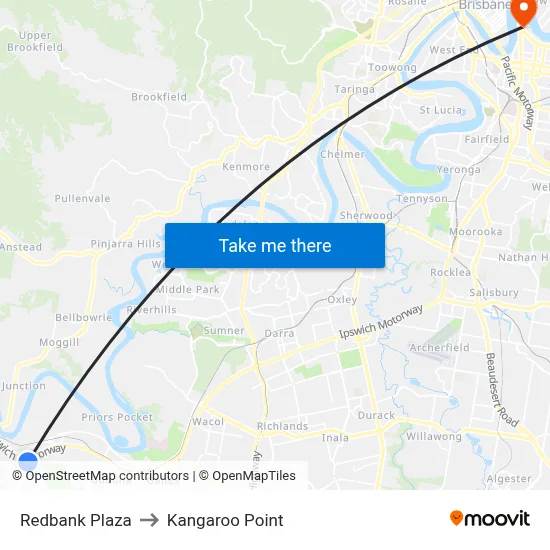 Redbank Plaza to Kangaroo Point map