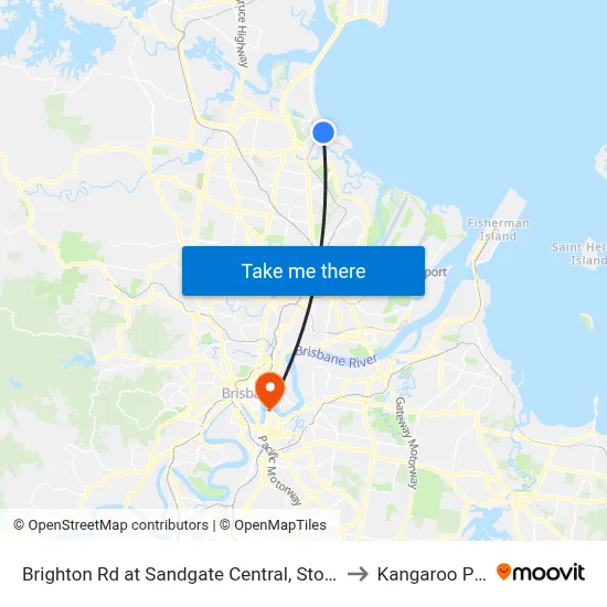 Brighton Rd at Sandgate Central, Stop 34/33 to Kangaroo Point map