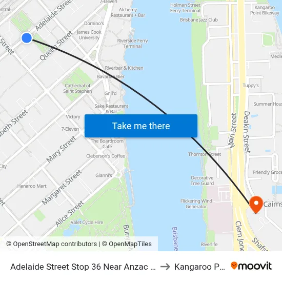 Adelaide Street Stop 36 Near Anzac Square to Kangaroo Point map
