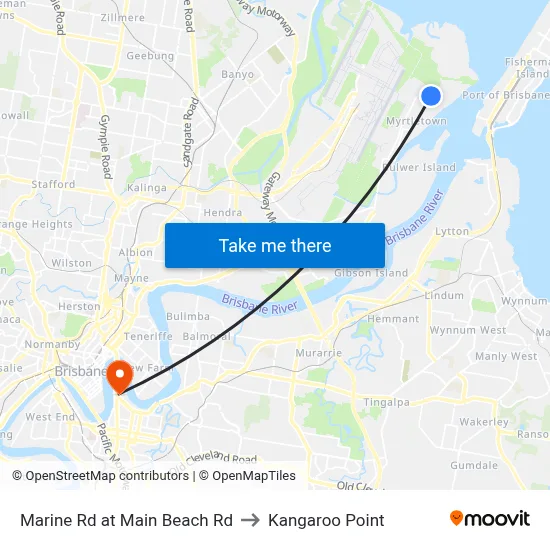 Marine Rd at Main Beach Rd to Kangaroo Point map