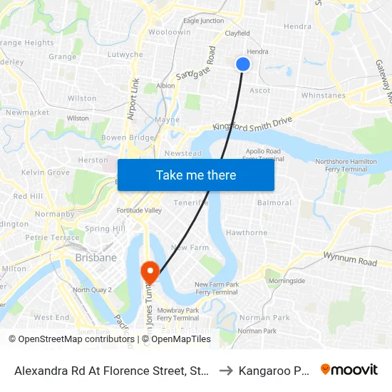 Alexandra Rd At Florence Street, Stop 29 to Kangaroo Point map