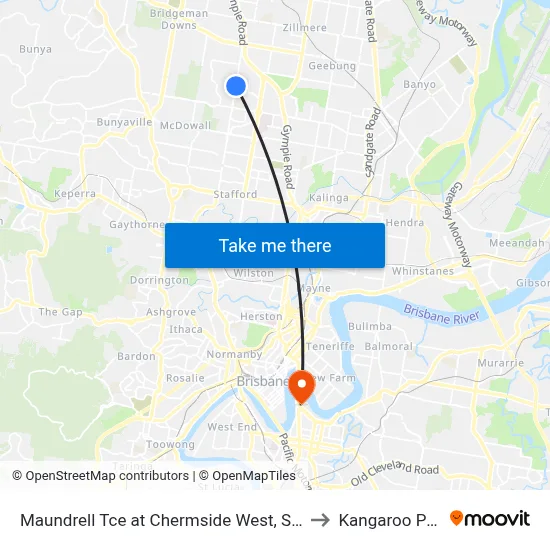 Maundrell Tce at Chermside West, Stop 48 to Kangaroo Point map