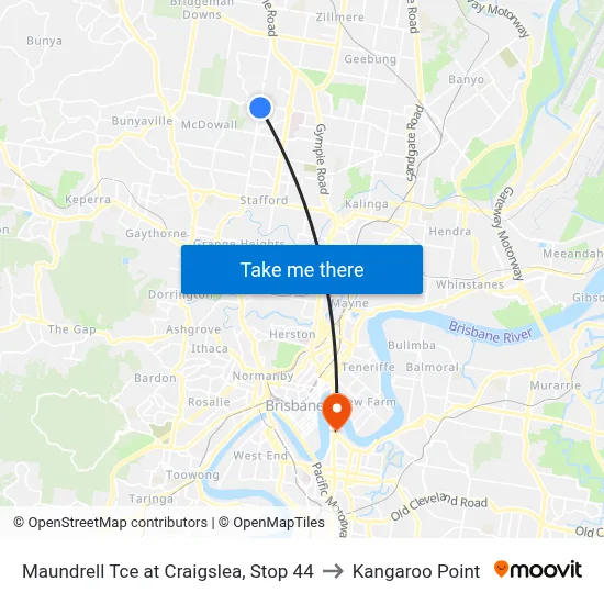 Maundrell Tce at Craigslea, Stop 44 to Kangaroo Point map
