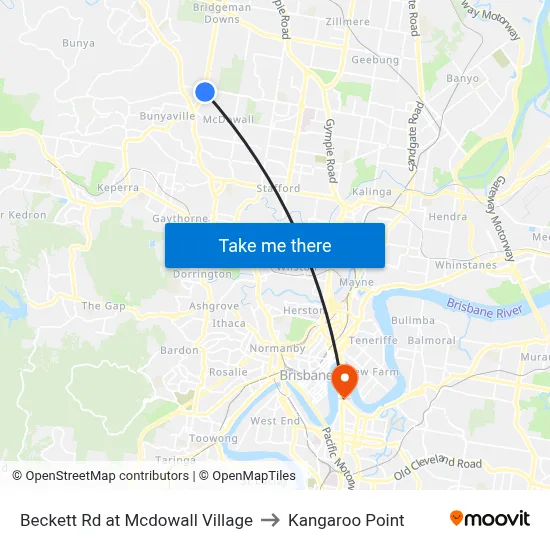 Beckett Rd at Mcdowall Village to Kangaroo Point map