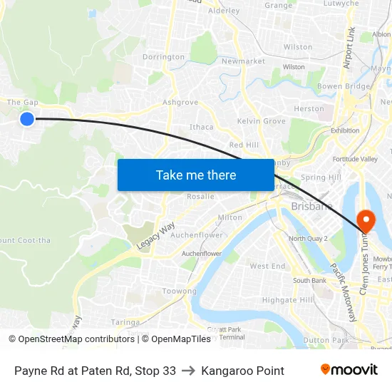 Payne Rd at Paten Rd, Stop 33 to Kangaroo Point map