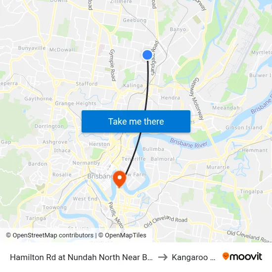 Hamilton Rd at Nundah North Near Bayview Tce to Kangaroo Point map