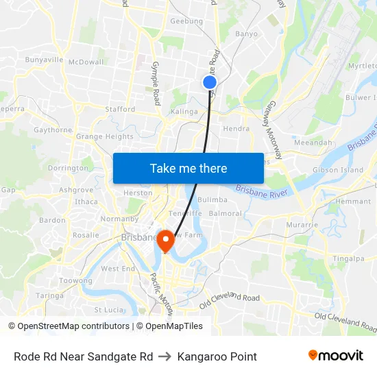 Rode Rd Near Sandgate Rd to Kangaroo Point map