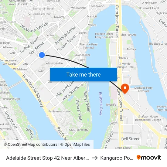 Adelaide Street Stop 42 Near Albert St to Kangaroo Point map