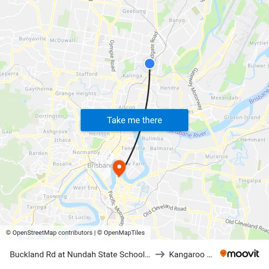 Buckland Rd at Nundah State School, Stop 38a to Kangaroo Point map