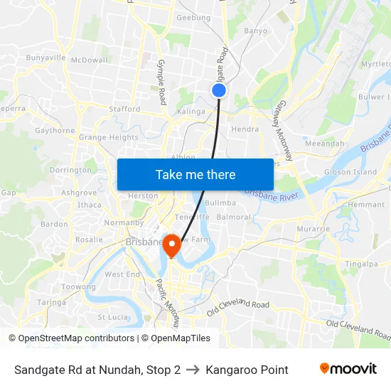 Sandgate Rd at Nundah, Stop 2 to Kangaroo Point map