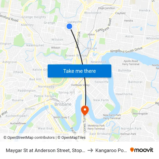 Maygar St at Anderson Street, Stop 21 to Kangaroo Point map
