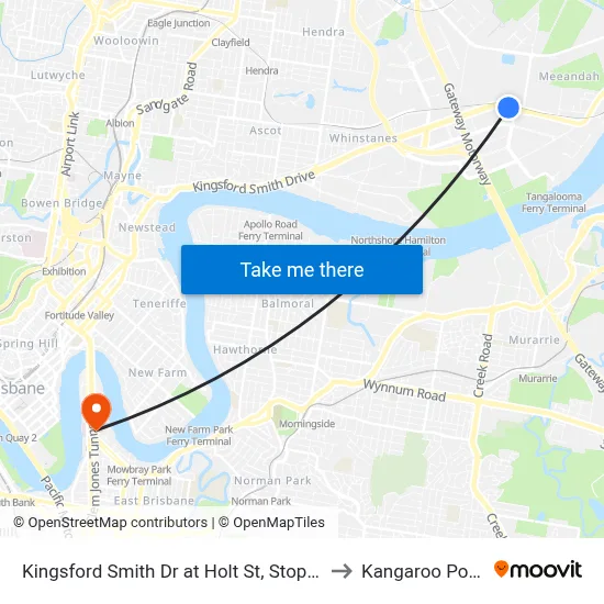 Kingsford Smith Dr at Holt St, Stop 43 to Kangaroo Point map