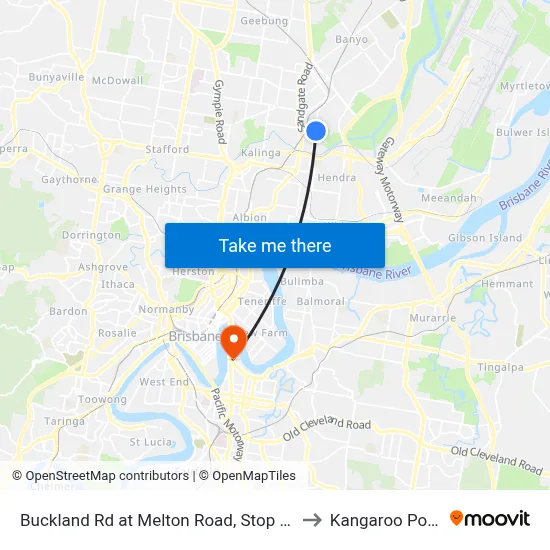Buckland Rd at Melton Road, Stop 4/3 to Kangaroo Point map