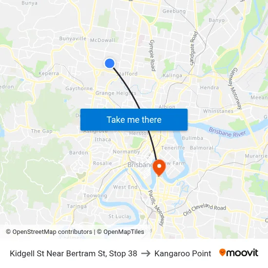 Kidgell St Near Bertram St, Stop 38 to Kangaroo Point map