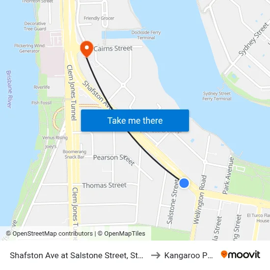 Shafston Ave at Salstone Street, Stop 11 to Kangaroo Point map