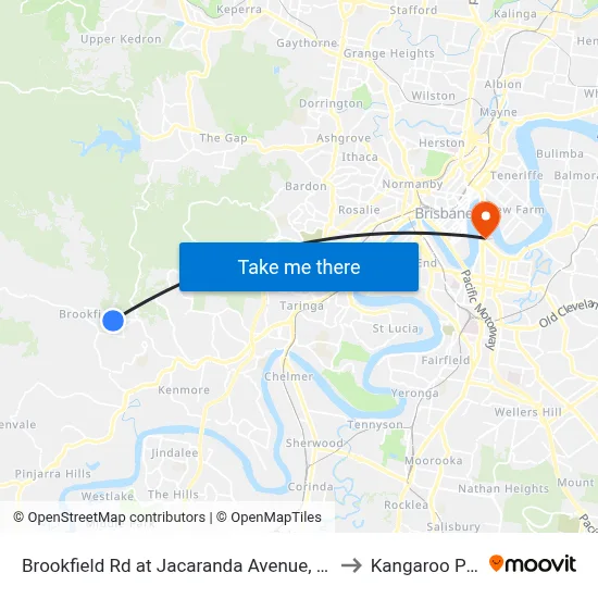 Brookfield Rd at Jacaranda Avenue, Stop 43 to Kangaroo Point map