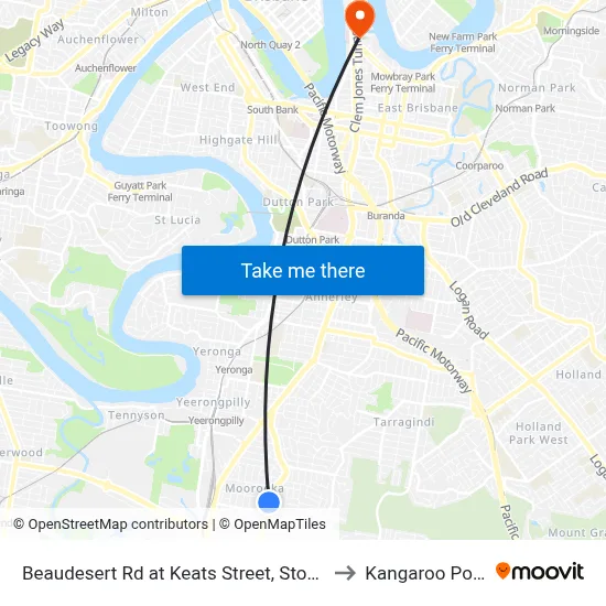Beaudesert Rd at Keats Street, Stop 35 to Kangaroo Point map