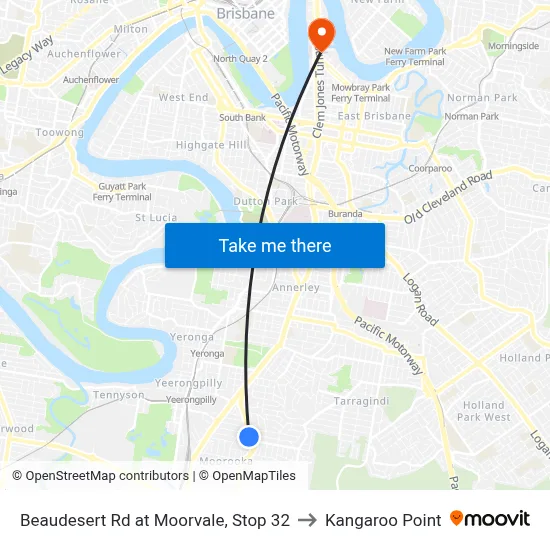 Beaudesert Rd at Moorvale, Stop 32 to Kangaroo Point map