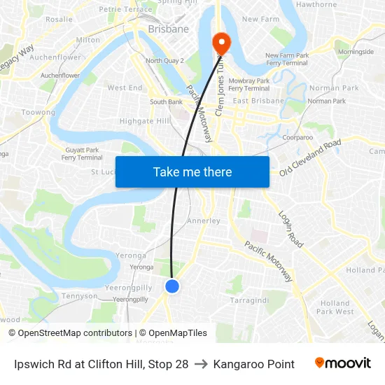 Ipswich Rd at Clifton Hill, Stop 28 to Kangaroo Point map