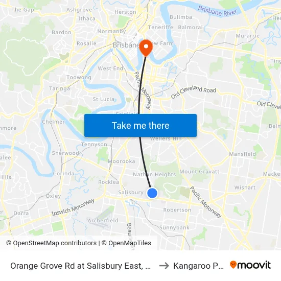 Orange Grove Rd at Salisbury East, Stop 51 to Kangaroo Point map