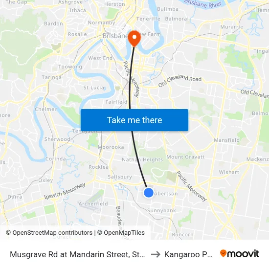 Musgrave Rd at Mandarin Street, Stop 54 to Kangaroo Point map